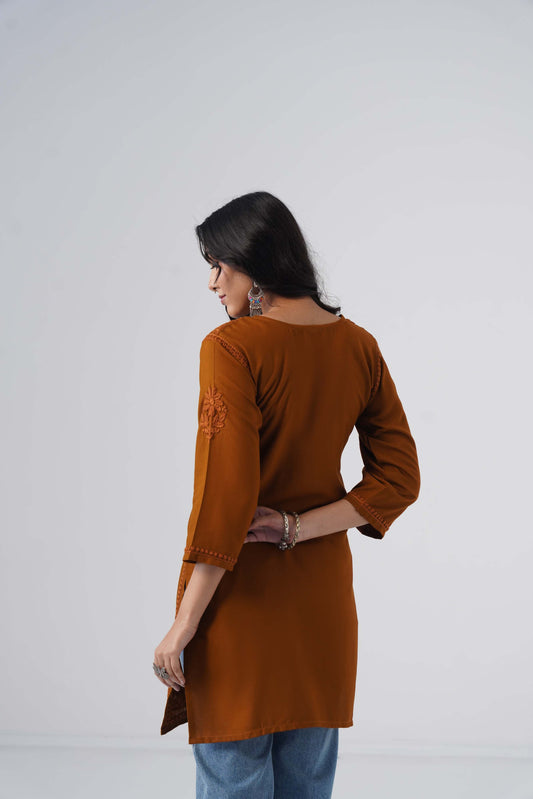 Tira Rust Short Rayon Kurta