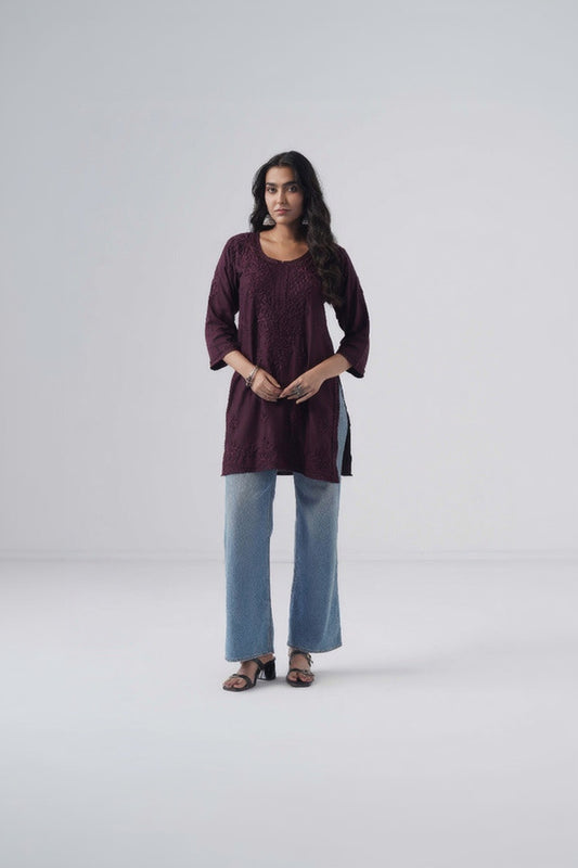Tira Plum Short Rayon Kurta