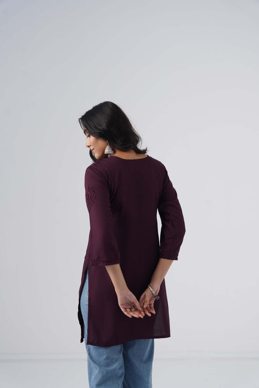 Tira Plum Short Rayon Kurta
