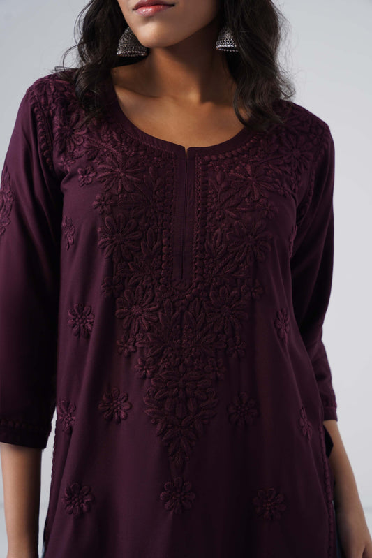 Tira Plum Short Rayon Kurta