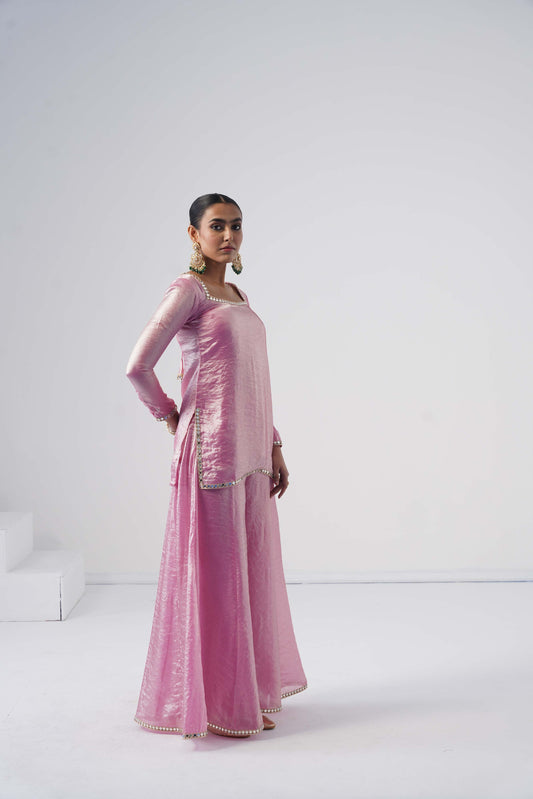 Saanjh Pastel Pink Sarara Set