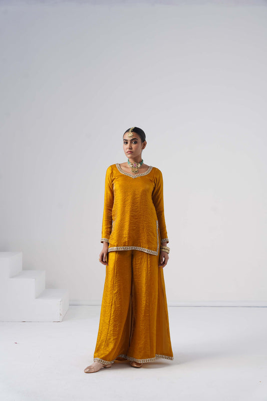 Saanjh Mustard Yellow Sarara Set