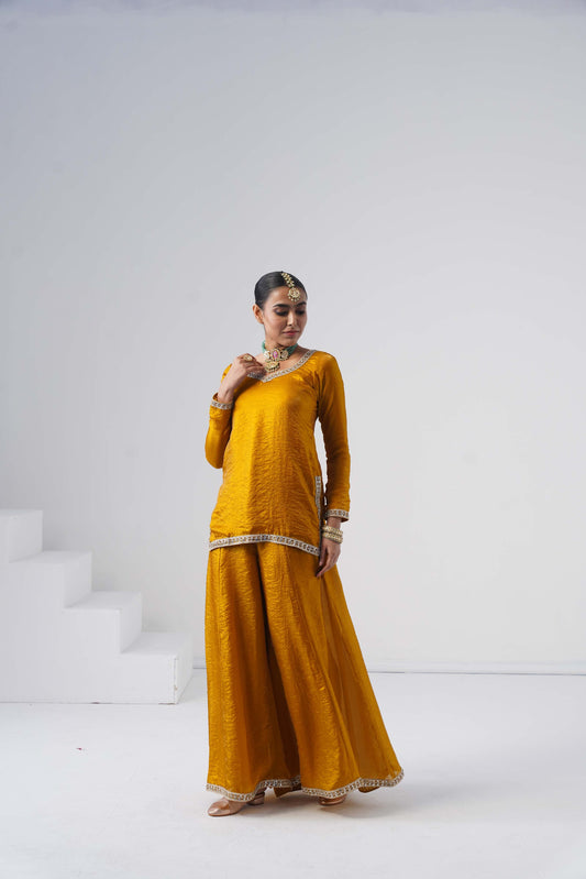 Saanjh Mustard Yellow Sarara Set