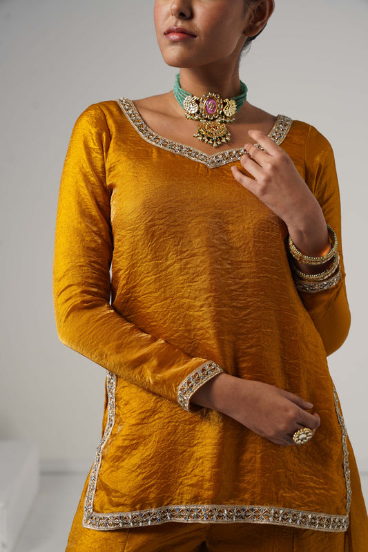 Saanjh Mustard Yellow Sarara Set