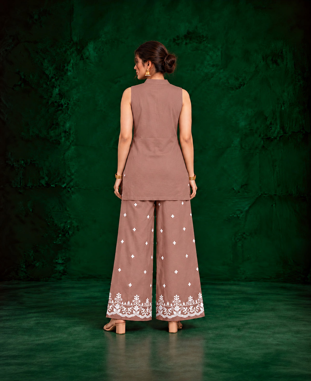 Juhi Dusty Rose Embroidered Kurta with Palazzo Set