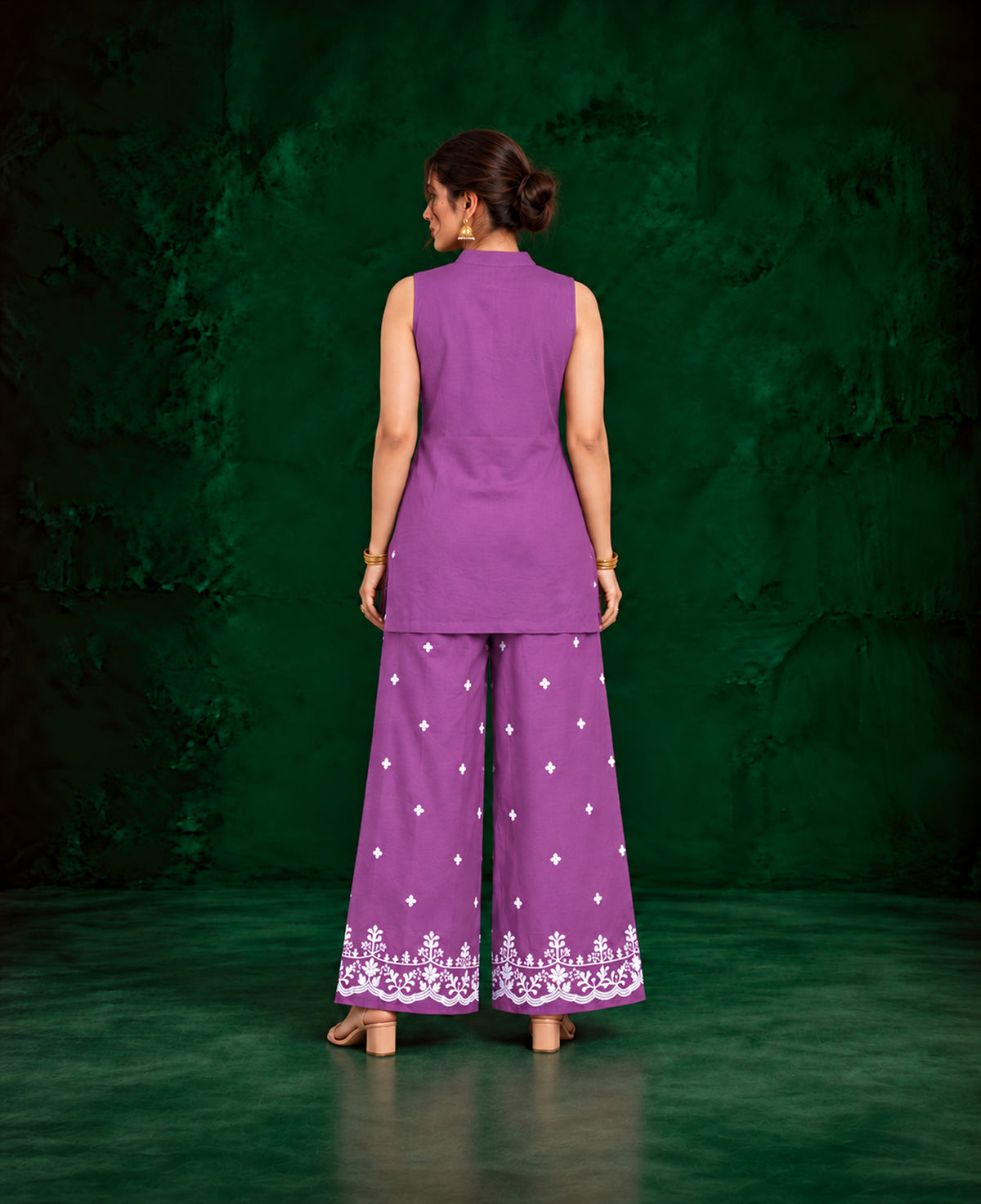 Juhi Purple Embroidered Kurta with Palazzo Set