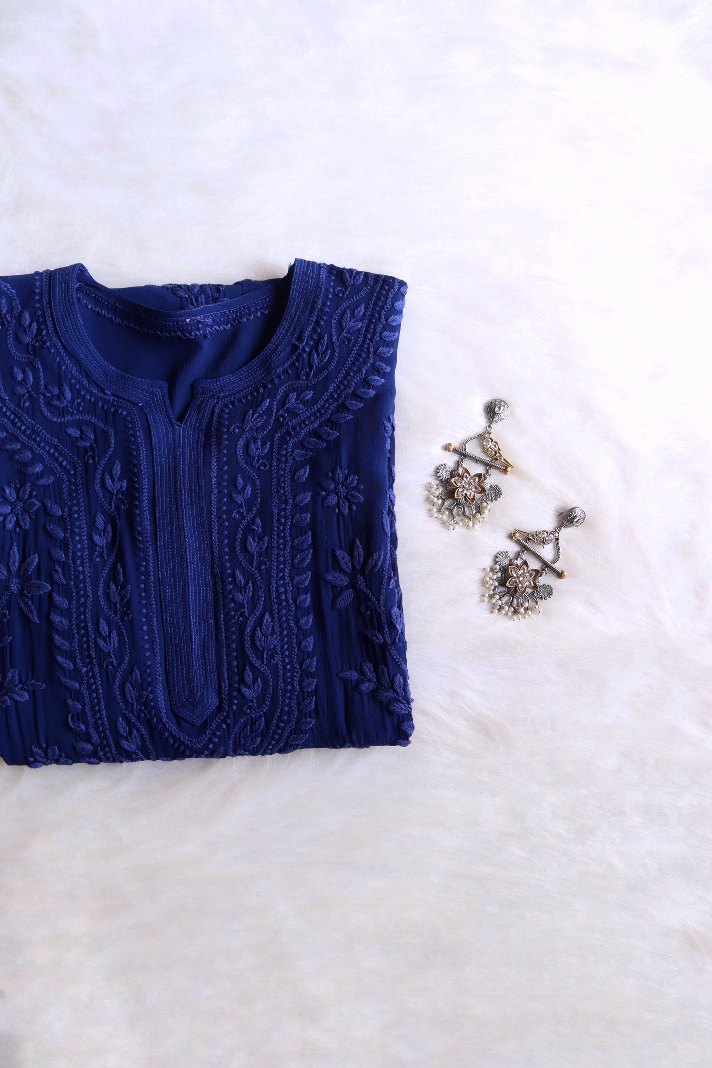 rivayat Royal Blue Viscose Georgette Kurta