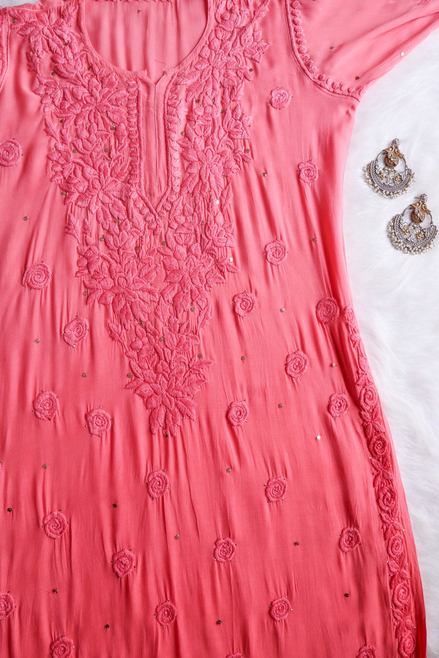 Athena Rose Pink Viscose Georgette Kurta