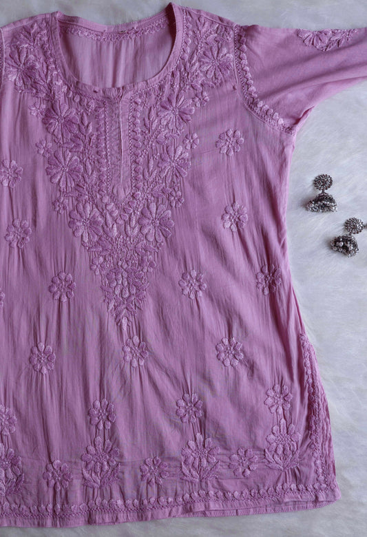 Nazakat Dusty Purple Cotton short kurta