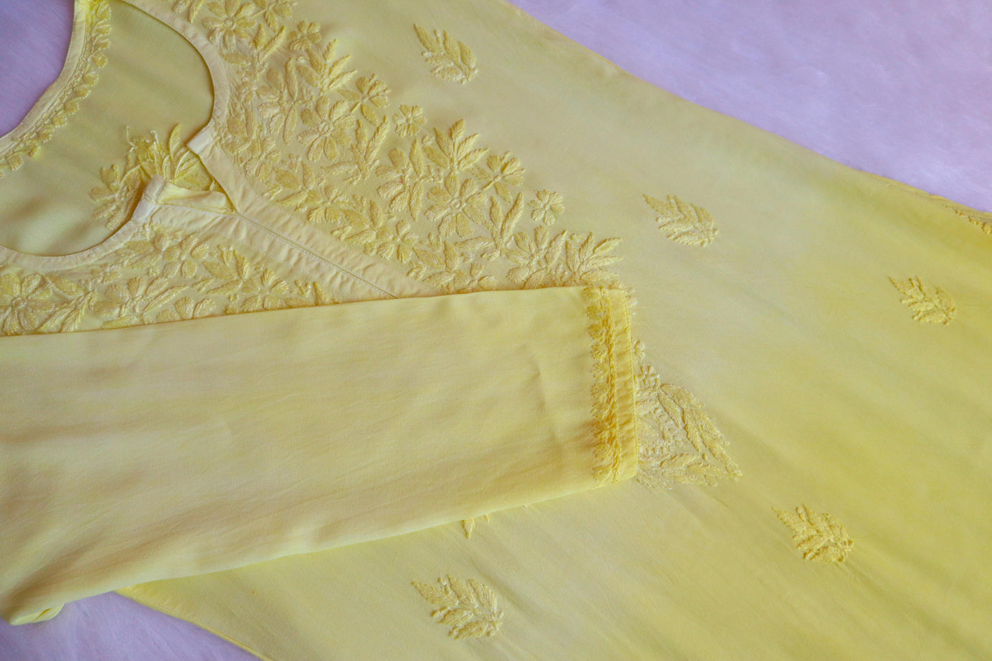 Amber Pastel Yellow Ombre Long Rayon Kurta