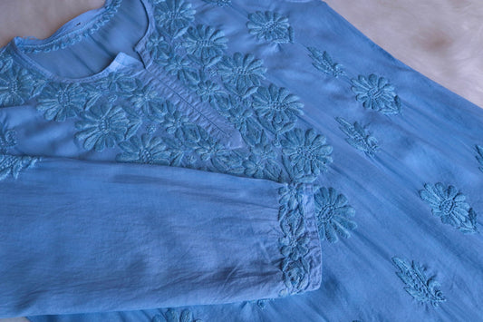 roohani Ice Blue rayon Garara set