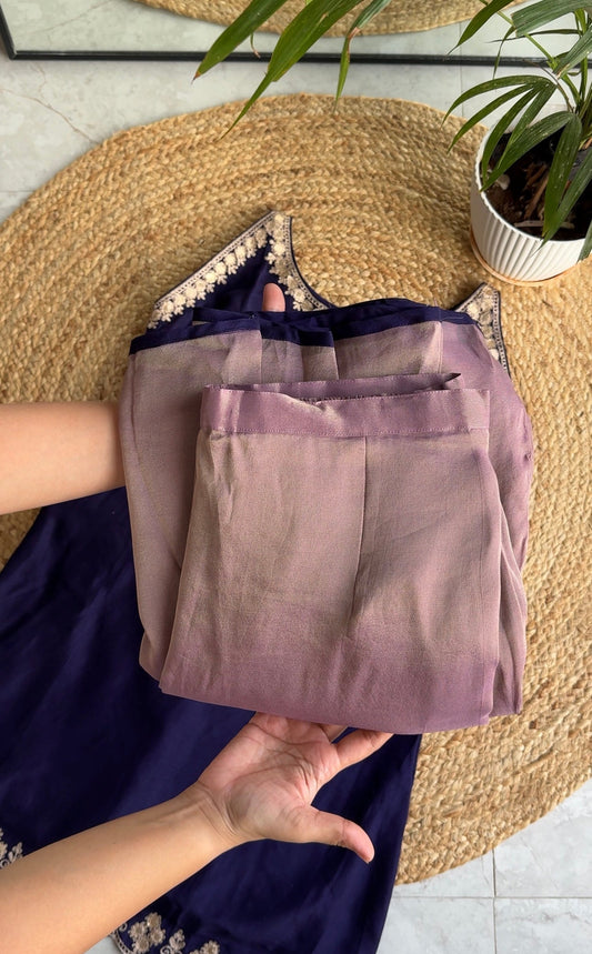 halter Purple neck short kurta with pants