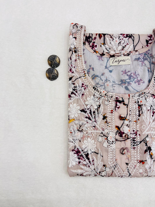 kaveri Peach Blossom Lucknowi Style Kurti