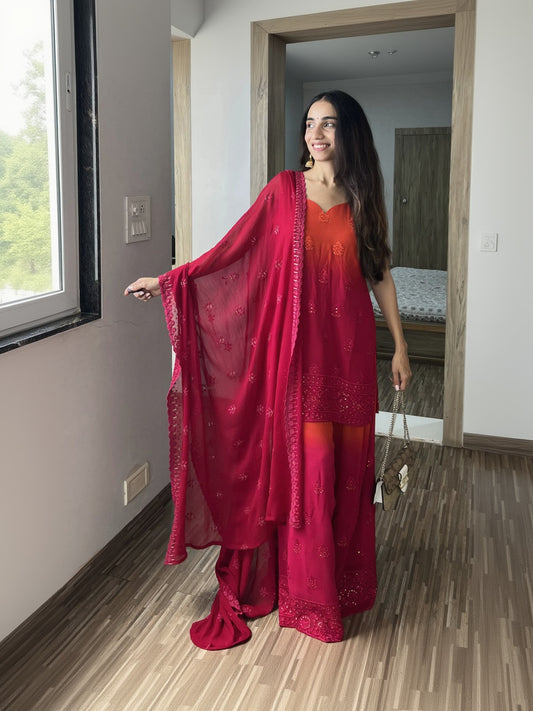 Pink Orange Suit Set