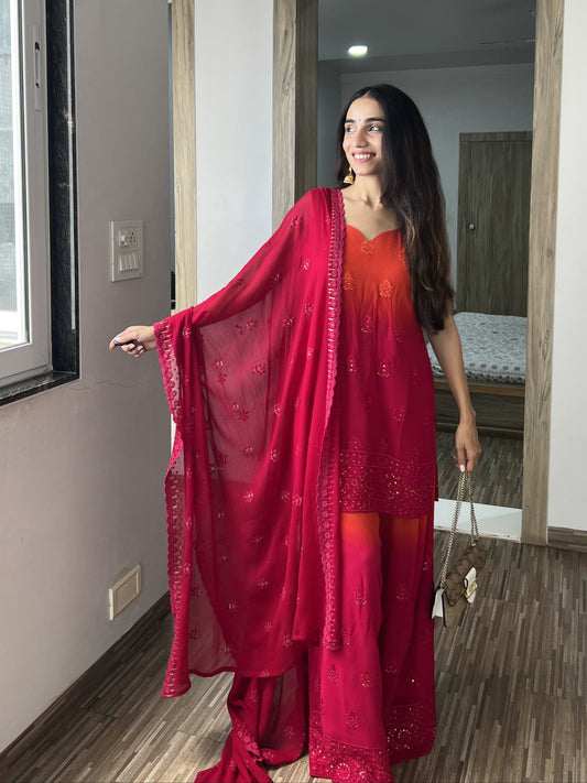 Pink Orange Suit Set