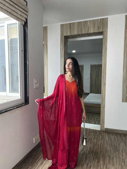 Pink Orange Suit Set