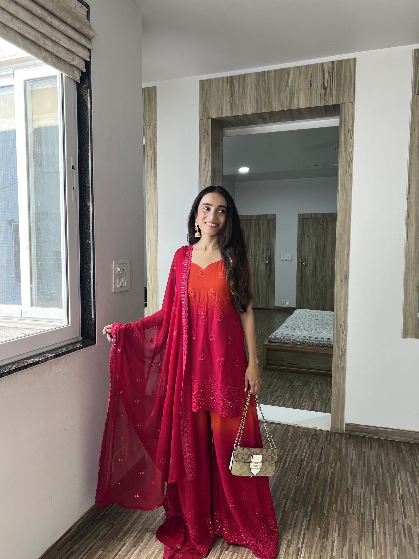 Pink Orange Suit Set