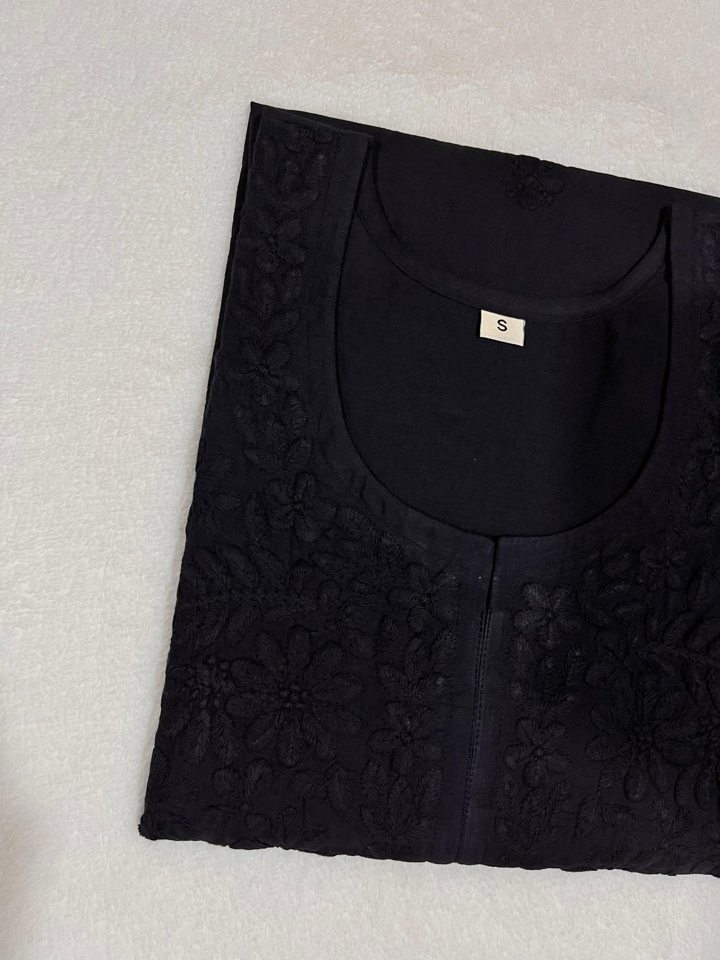 Sangam Black Short Cotton Kurta