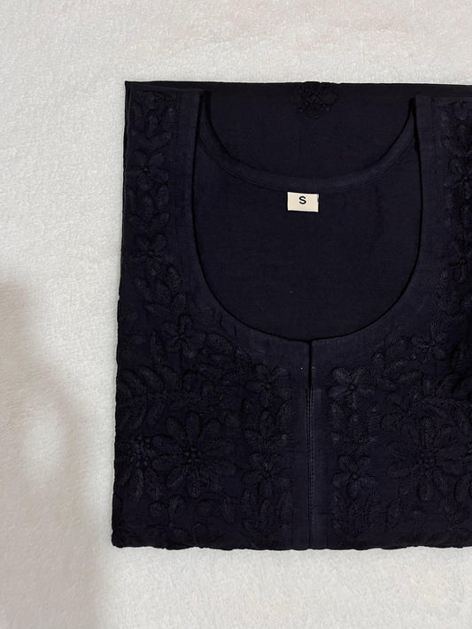 Sangam Black Short Cotton Kurta
