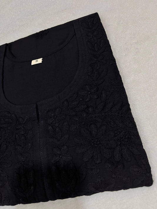Sangam Black Short Cotton Kurta