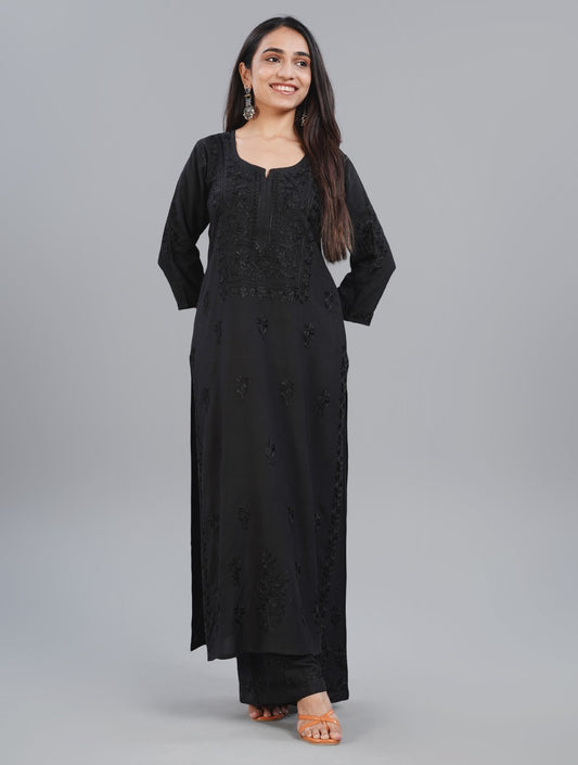 Aayat Black Rayon Kurta Pant set