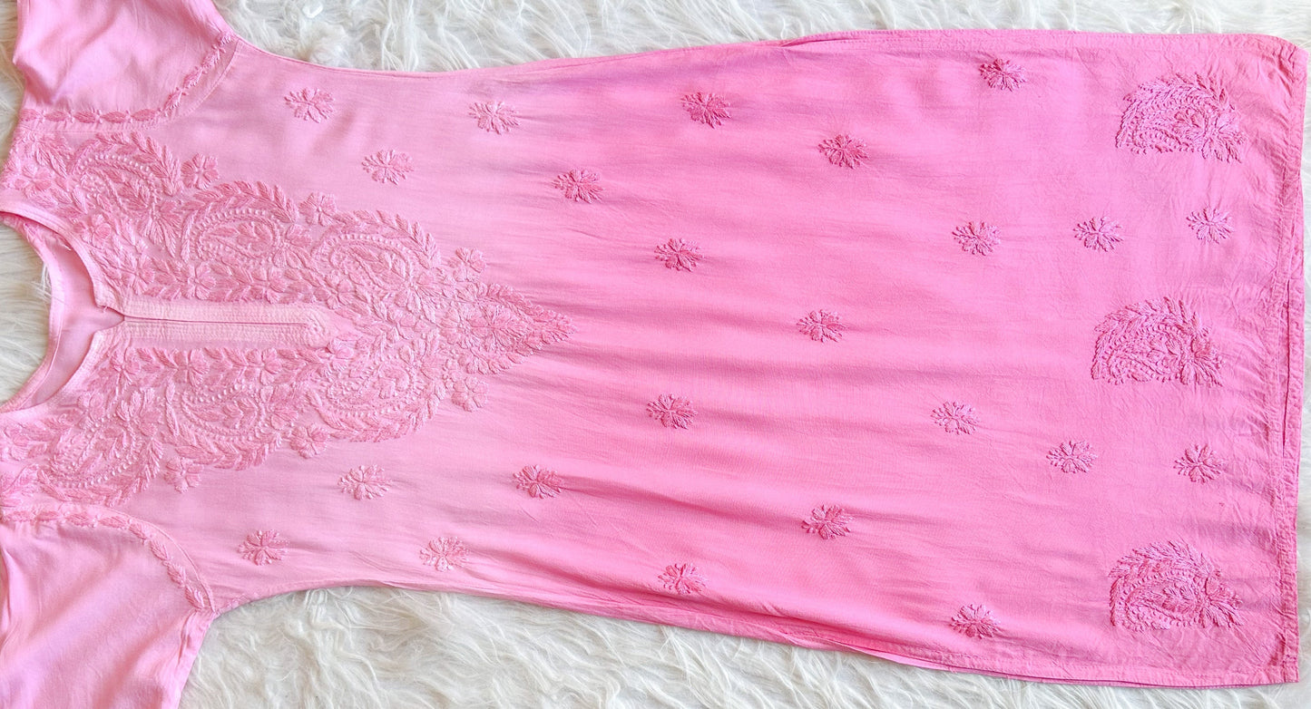 Amber Pink Ombre Long Rayon Kurta