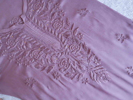 Roop Dusty Purple Pure Chiffon Kurta