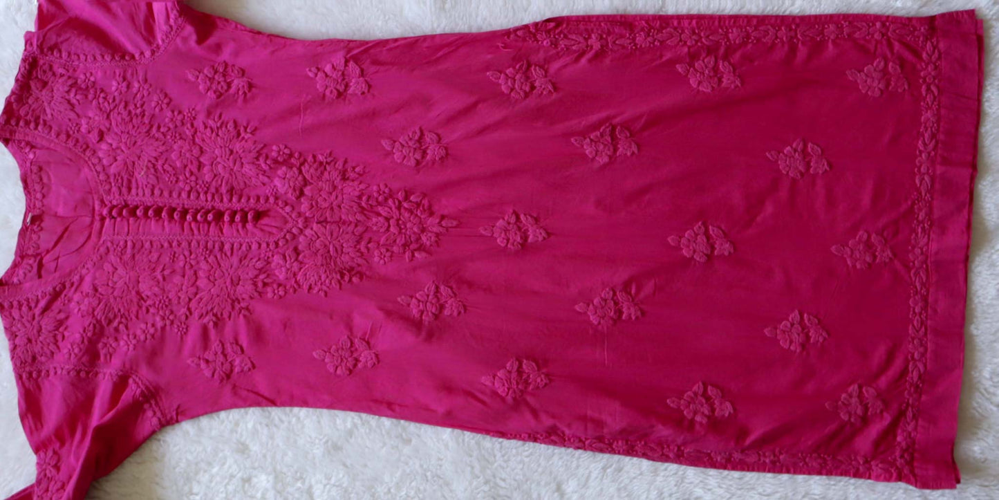 Anouki Deep Pink Rayon Kurta