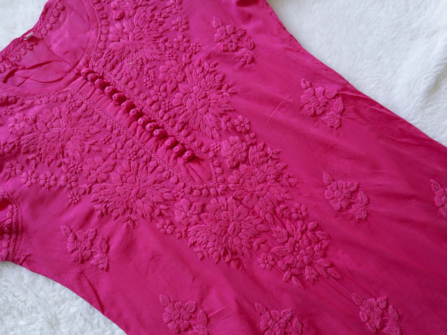 Anouki Deep Pink Rayon Kurta