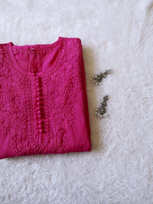 Anouki Deep Pink Rayon Kurta