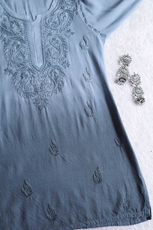 SEHER Grey Ombre Short Rayon Kurta