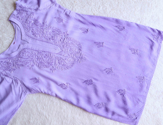 SEHER Lavender Short Rayon Kurta