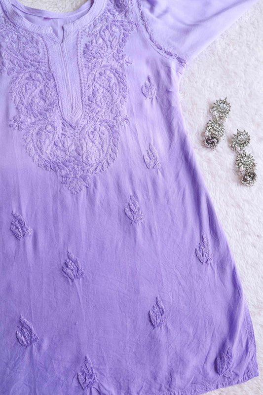 SEHER Lavender Short Rayon Kurta