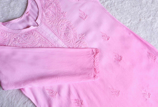 SEHER Baby Pink Ombre Short Rayon Kurta