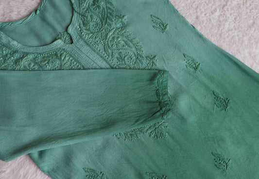 SEHER Sage Green Ombre Short Rayon Kurta