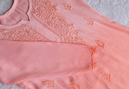SEHER Peach Ombre Short Rayon Kurta