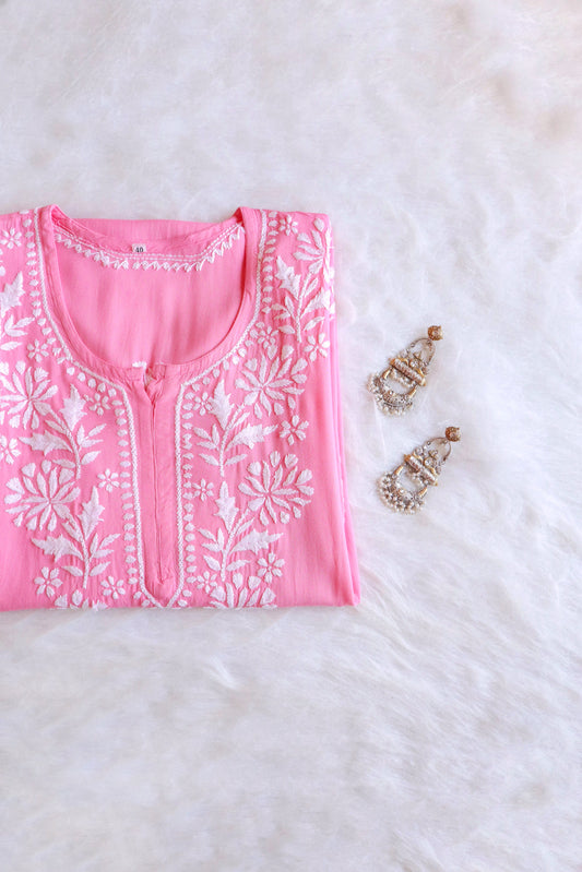 Shaam Pastel Pink Long Rayon kurta