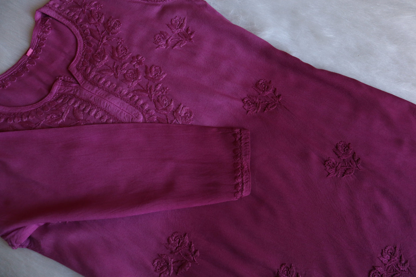 Gulab Wine Purple Short Rayon Kurta