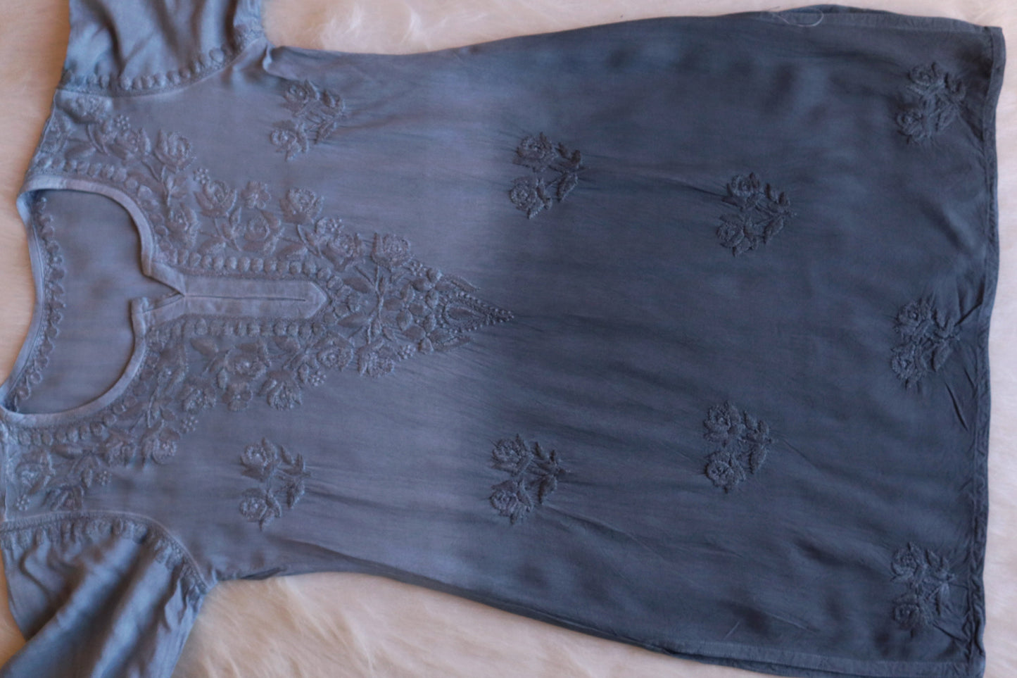 Gulab Grey Ombre Short Rayon Kurta