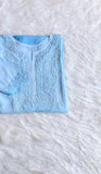 Navari Ice Blue Ombre Long Rayon Kurta