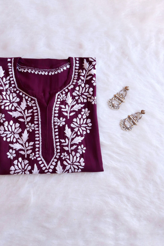 Shaam Plum Long Rayon kurta