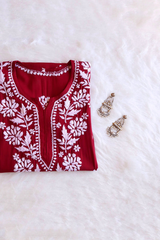 Shaam Maroon Long Rayon kurta