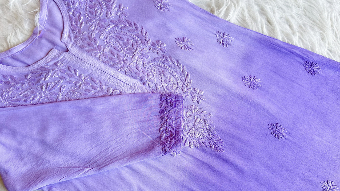 Navari Lavender Ombre Long Rayon Kurta