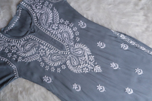 Tulipa Grey Long Rayon kurta