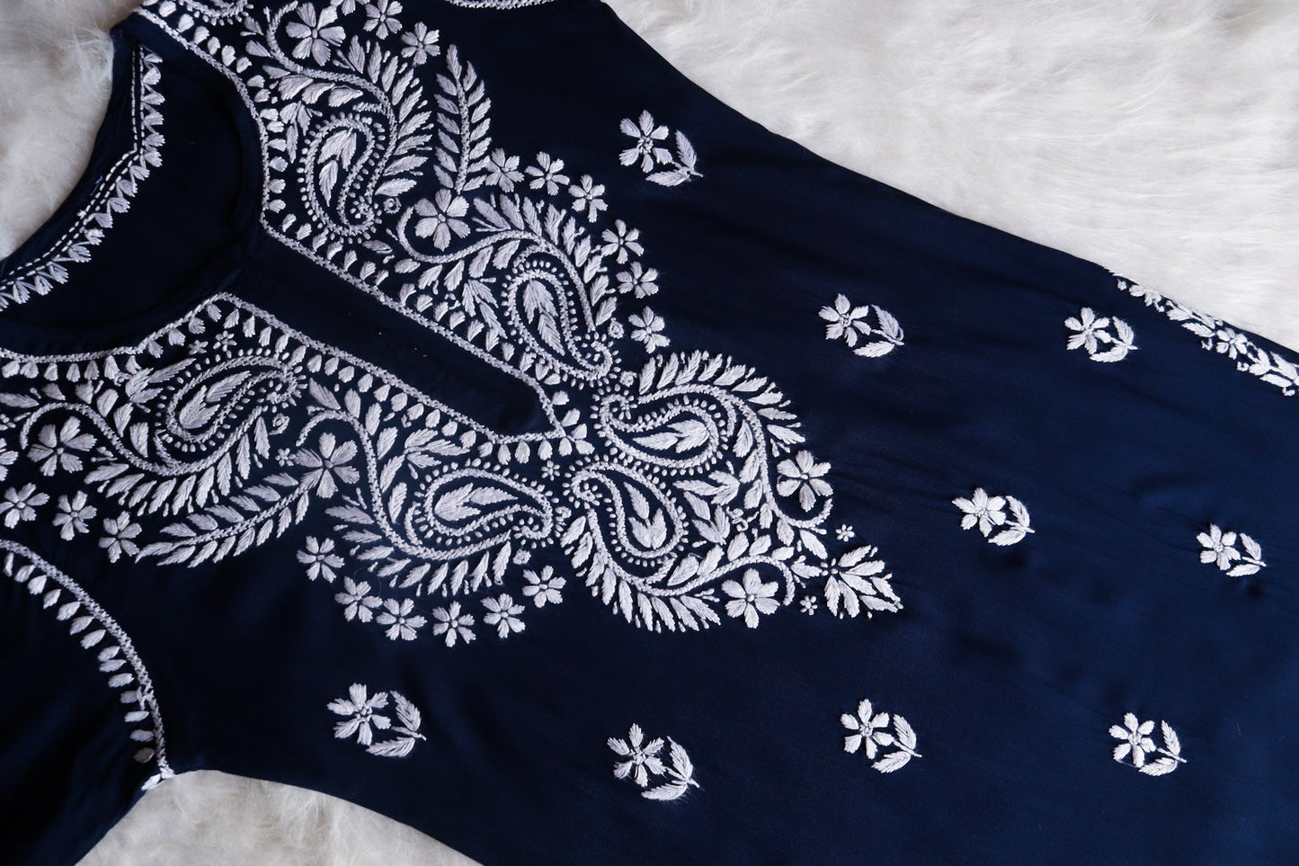 Tulipa Navy Blue Long Rayon kurta