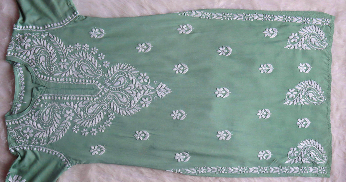 Tulipa Sage Green Long Rayon kurta