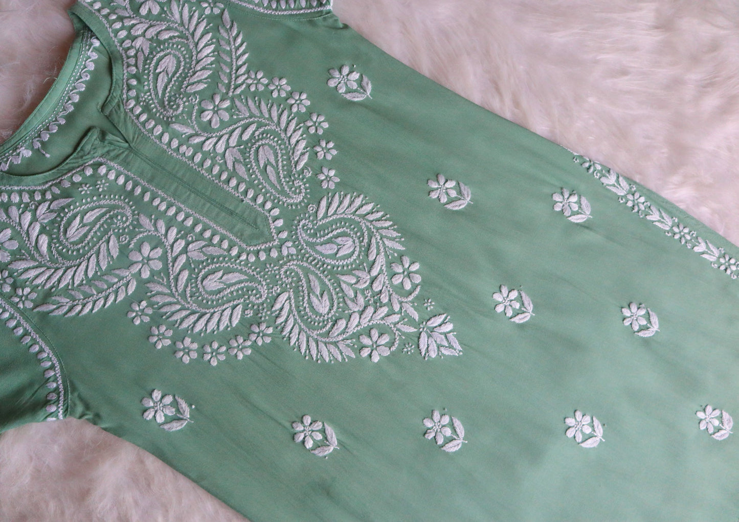 Tulipa Sage Green Long Rayon kurta