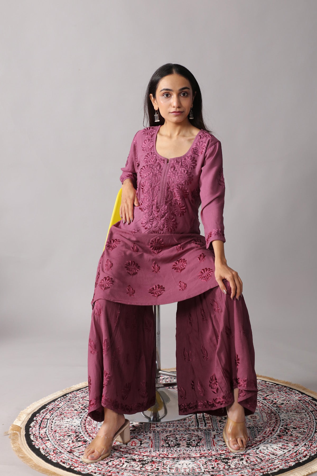 roohani Smoky Purple rayon Garara set