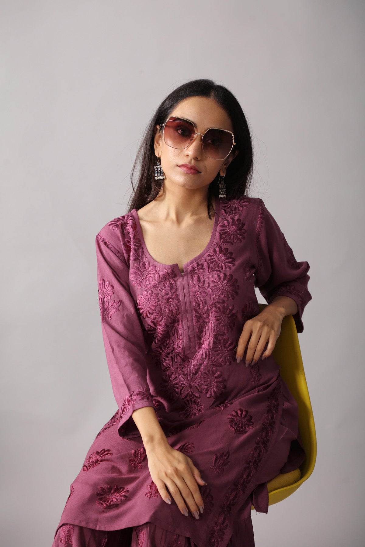 roohani Smoky Purple rayon Garara set