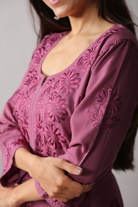 roohani Smoky Purple rayon Garara set
